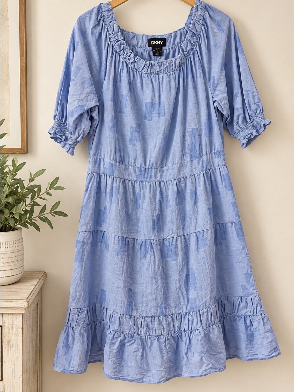 DKNY women’s ' Light Blue Tiered Dress